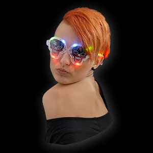 579-077 LED Halloween Leuchtbrille Totenkopf