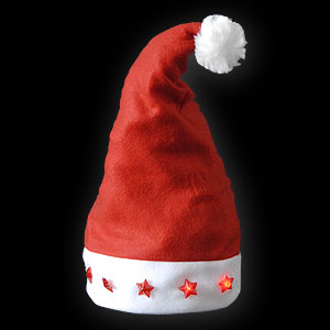 0116-009 Weihnachtsmütze 5 Blinksterne rot